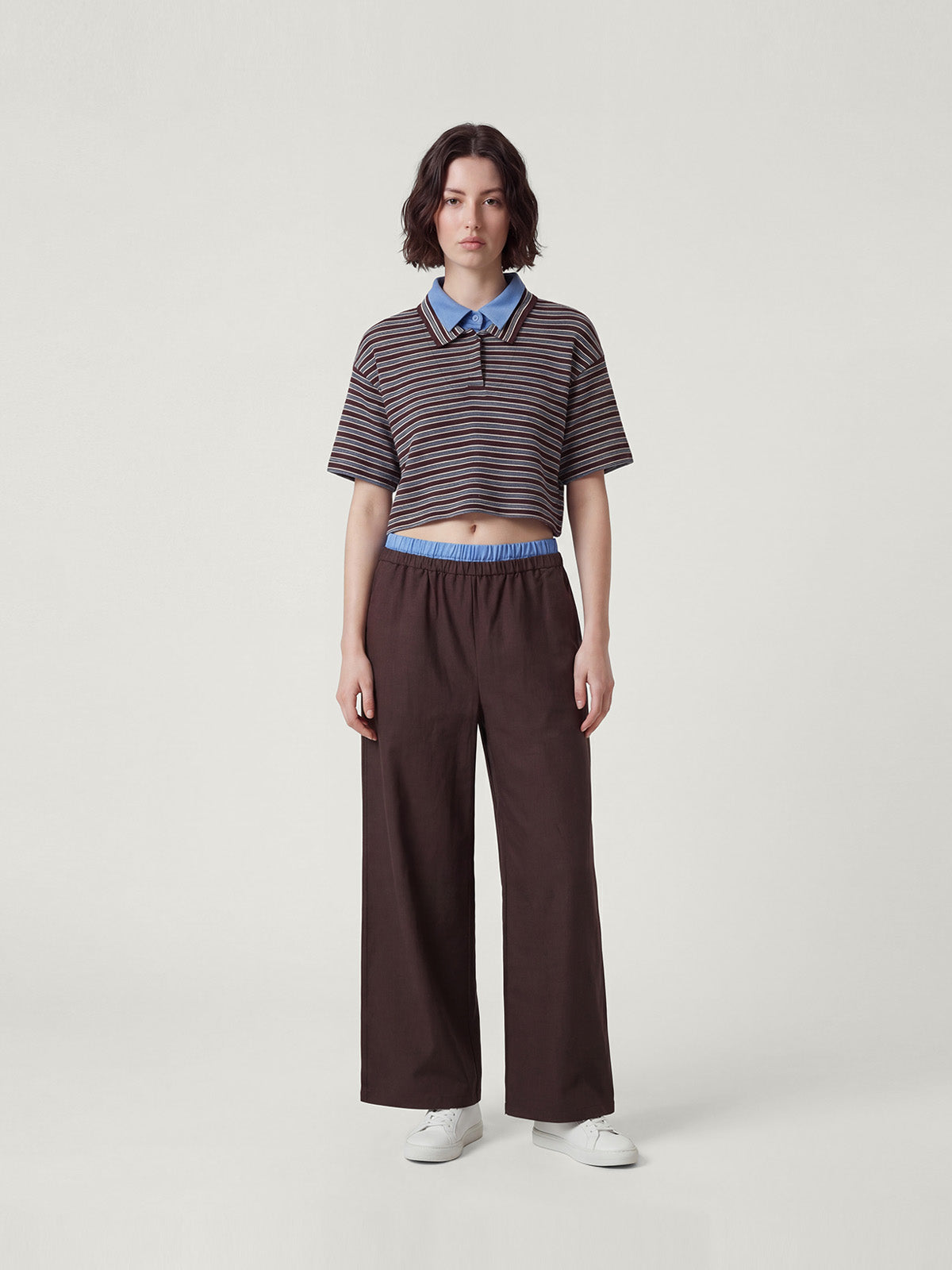 Kins Class Adults’ Striped Crop Tee & Pants Set
