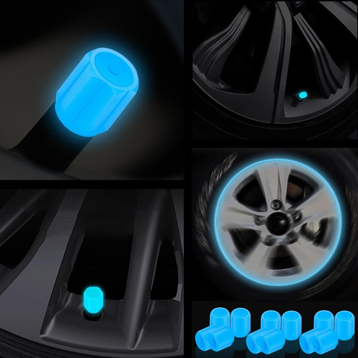Illuminated valve caps for night drivers