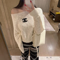 New Fashion Women's CC Off Shoulder Knit Long Sleeve Top CQQ1326092404