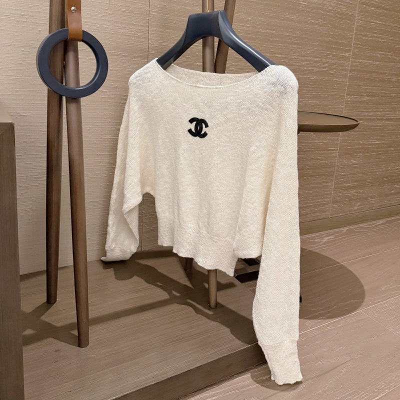 New Fashion Women's CC Off Shoulder Knit Long Sleeve Top CQQ1326092404
