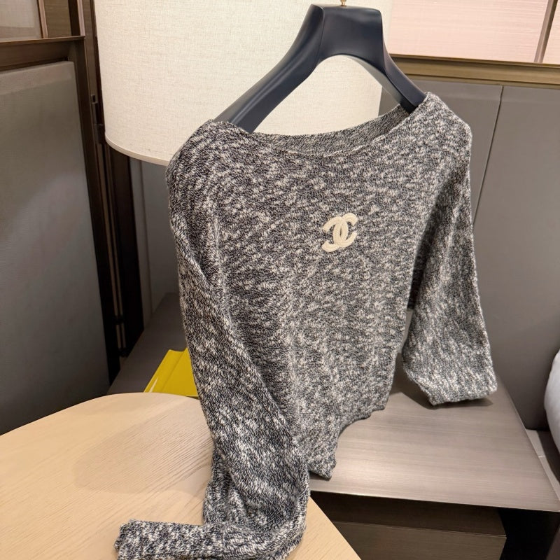 New Fashion Women's CC Off Shoulder Knit Long Sleeve Top CQQ1326092404