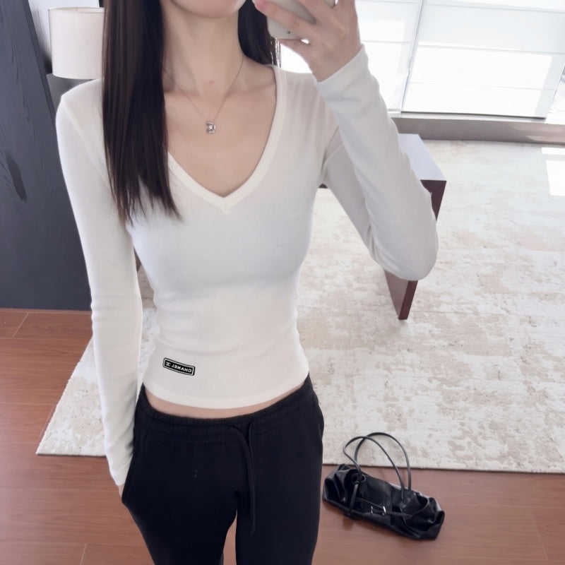 New Fashion Women's CC V-Neck Base Top CQQ1326092407