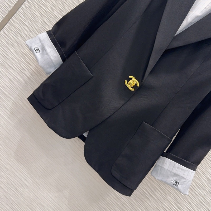 New Fashion Women's CC Rolled Cuff Blazer Jacket CQQ1326092408