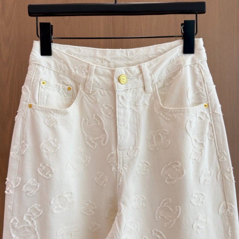New Fashion Women's CC Jacquard Wide Leg Jeans CQQ1326092413