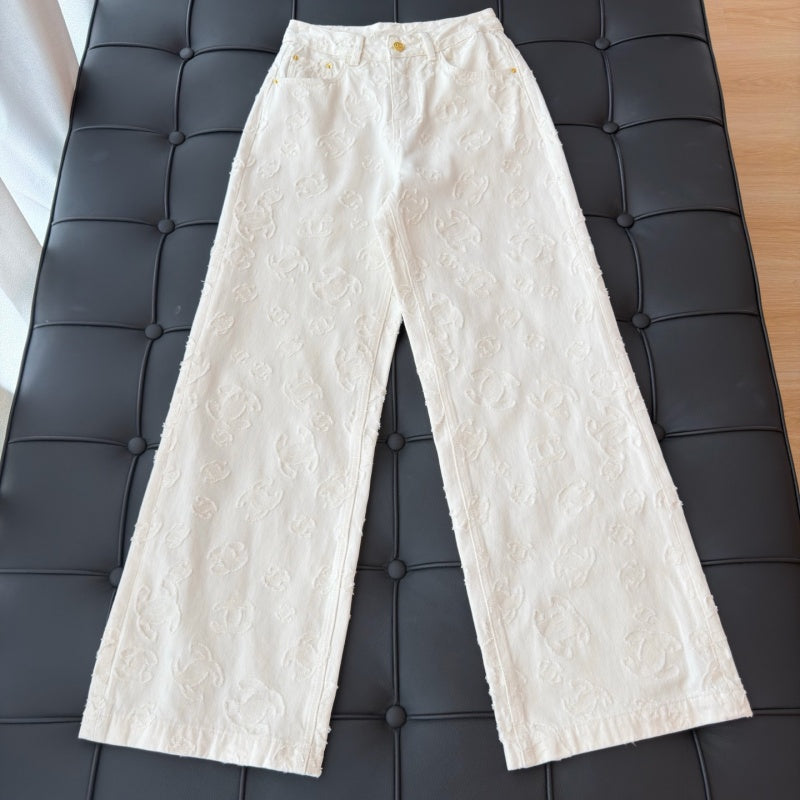 New Fashion Women's CC Jacquard Wide Leg Jeans CQQ1326092413
