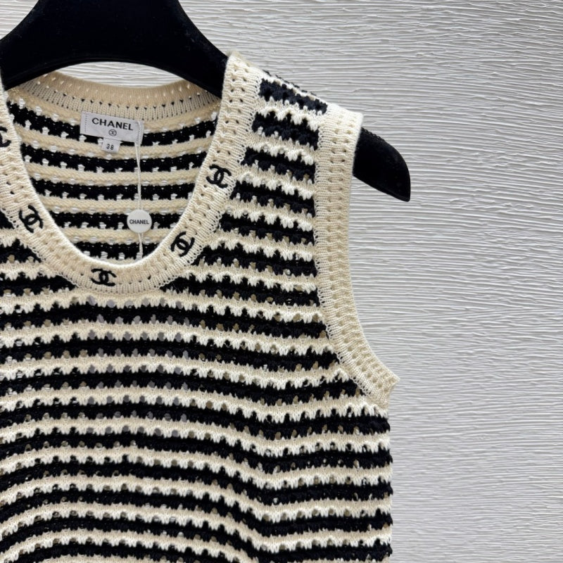 New Fashion Women's CC Striped Knit Crop Tank Top CQQ1326092414