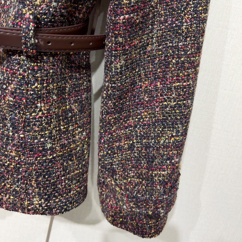 New Fashion Women's CC Wool Tweed Jacket with Belt DM1326092416