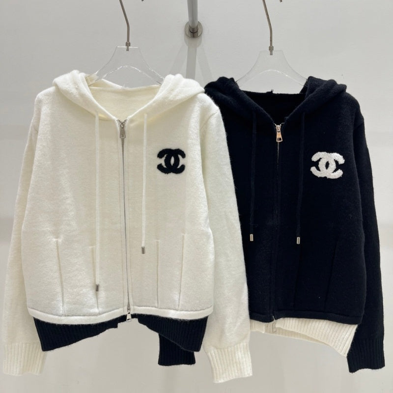 New Fashion Women's CC Hooded Zip-Up Knit Cardigan DM1326092422