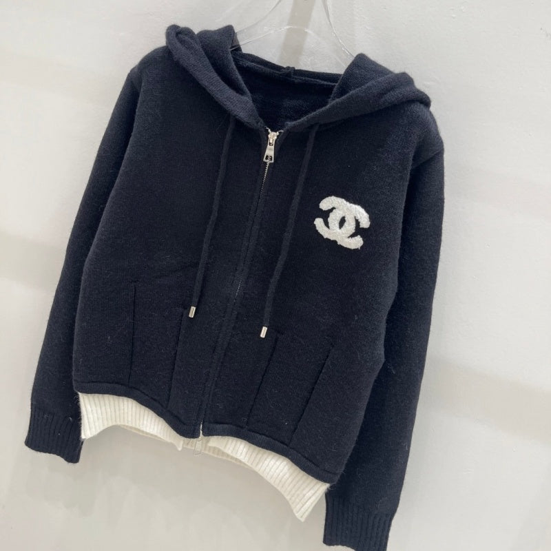 New Fashion Women's CC Hooded Zip-Up Knit Cardigan DM1326092422