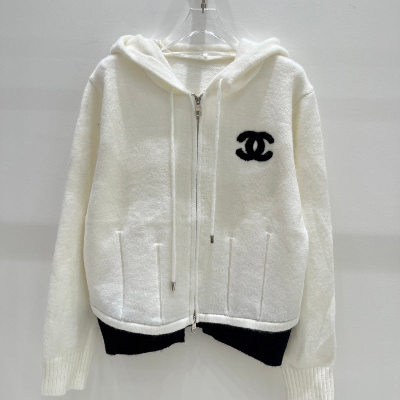 New Fashion Women's CC Hooded Zip-Up Knit Cardigan DM1326092422