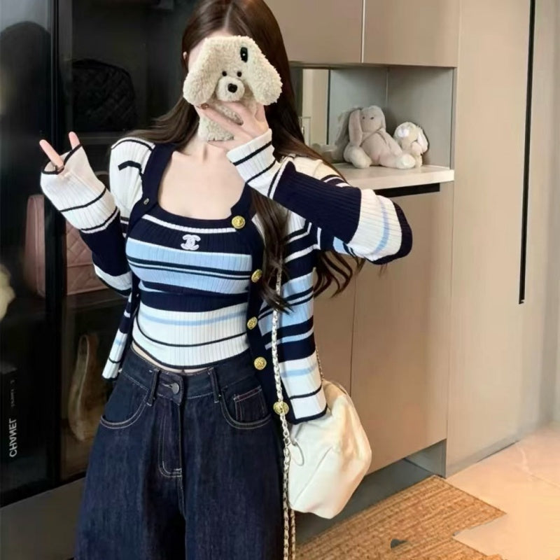 New Fashion Women's Striped Knit 2-Piece Set  DM132609230