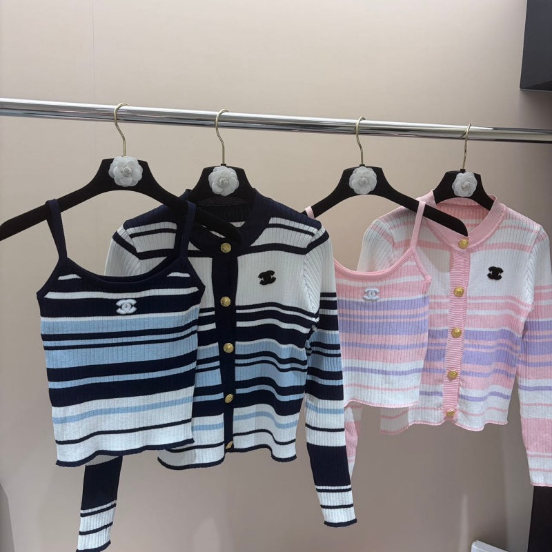 New Fashion Women's Striped Knit 2-Piece Set  DM132609230