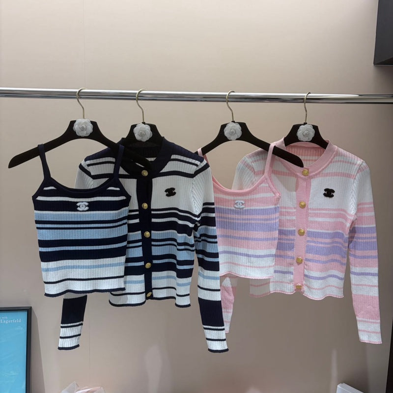 New Fashion Women's Striped Knit 2-Piece Set  DM132609230
