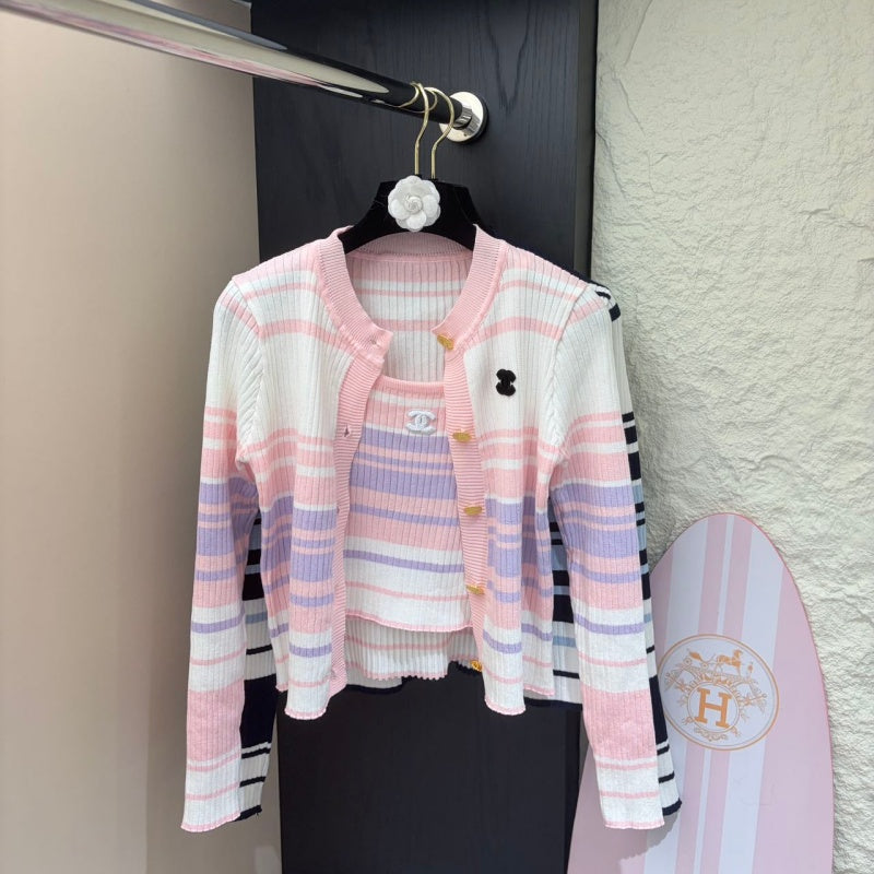 New Fashion Women's Striped Knit 2-Piece Set  DM132609230