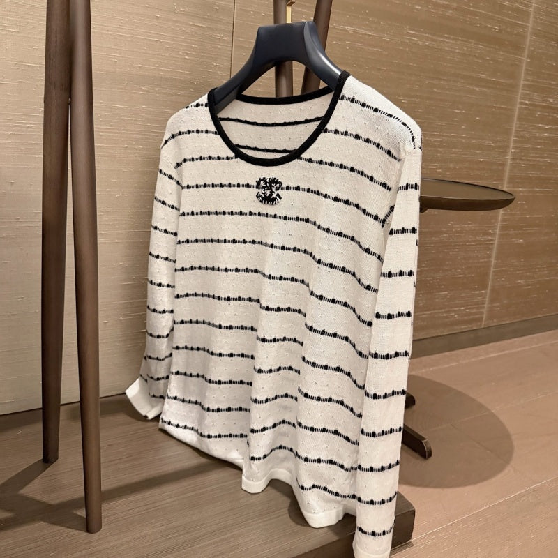 New Fashion Women's CC Striped  T-shirt  DM132609233