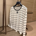 New Fashion Women's CC Striped  T-shirt  DM132609233