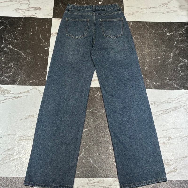 New Fashion Women's Embroidered Pocket Wide Leg Jeans  DM132609235