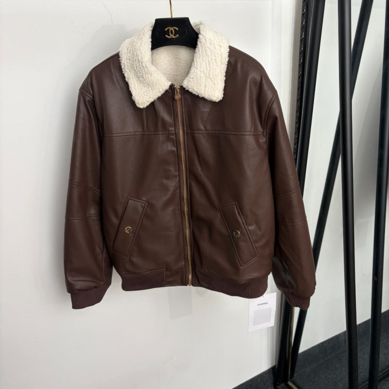 New Fashion Women's CC Leather Jacket DM1326092830