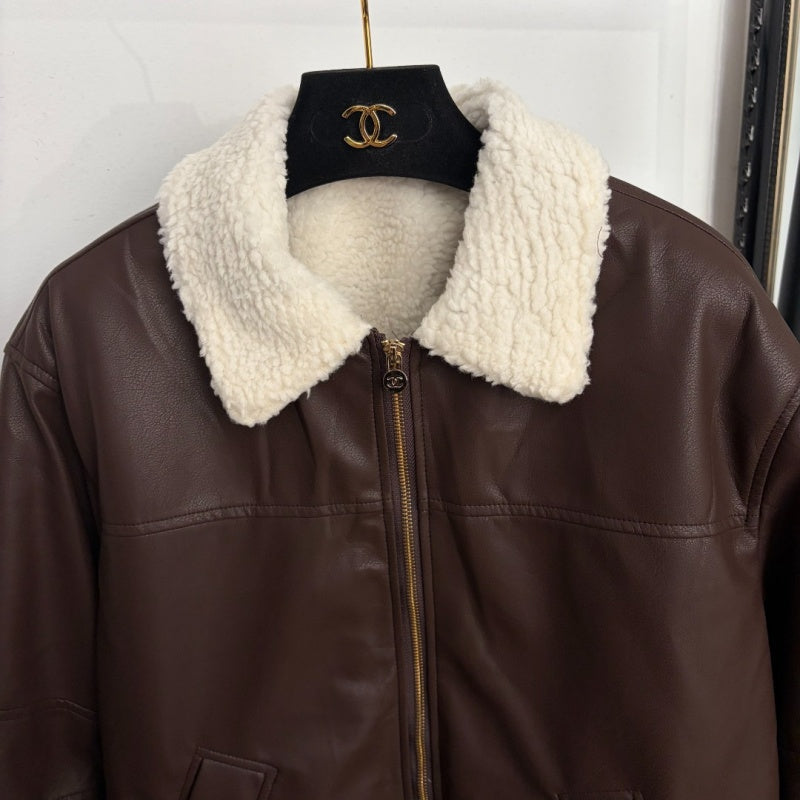 New Fashion Women's CC Leather Jacket DM1326092830