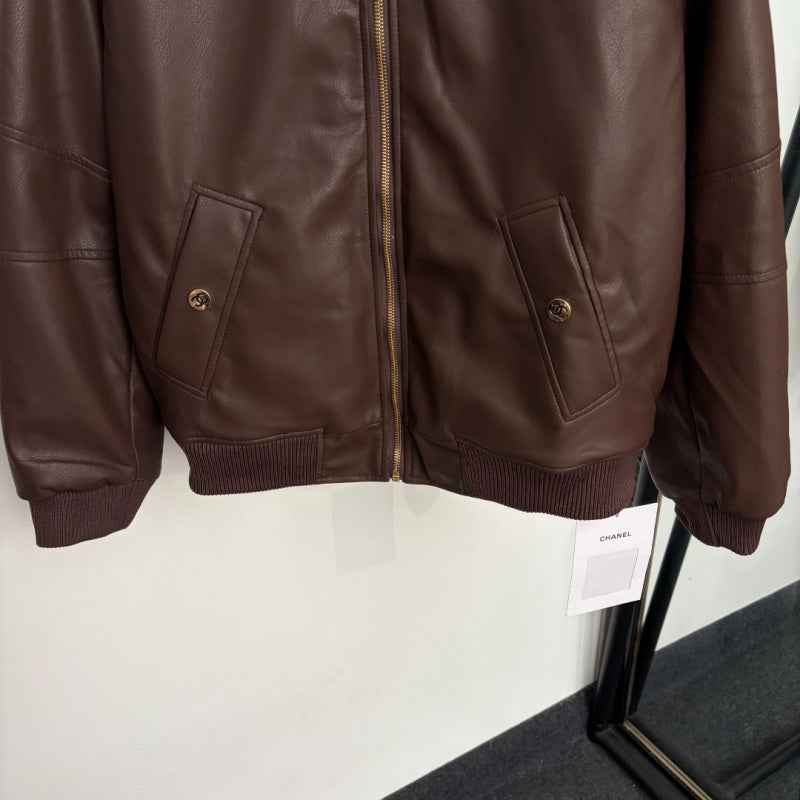New Fashion Women's CC Leather Jacket DM1326092830