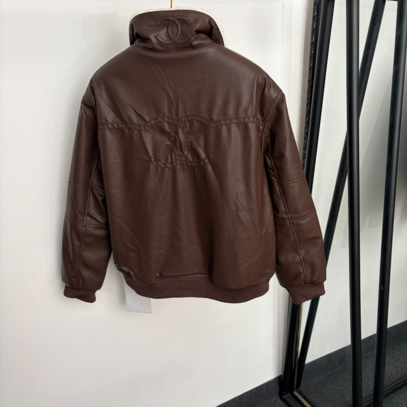 New Fashion Women's CC Leather Jacket DM1326092830