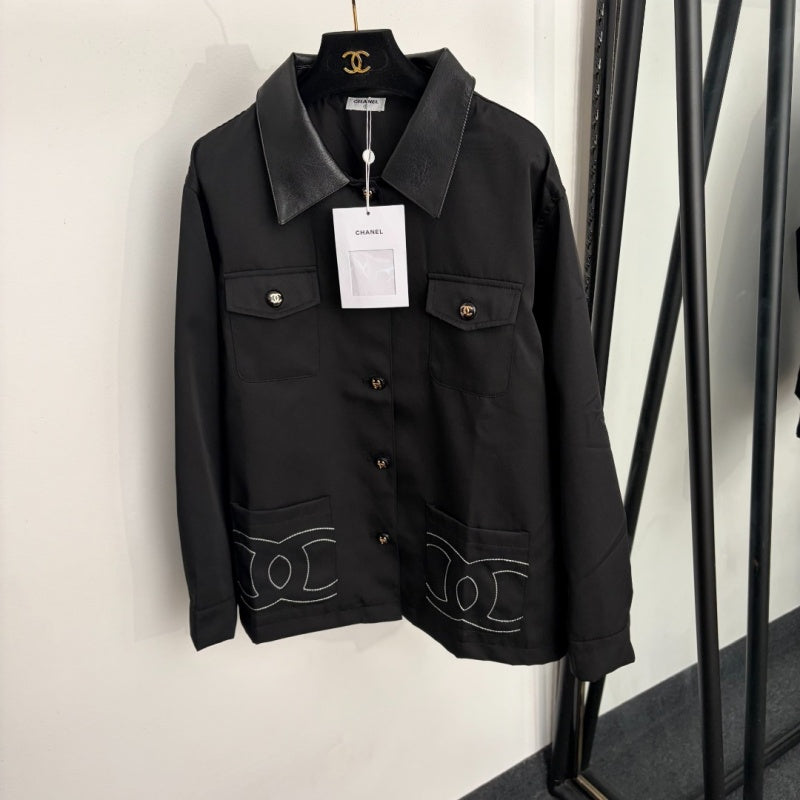 New Fashion Women's CC Contrast Collar Jacket DM1326092831