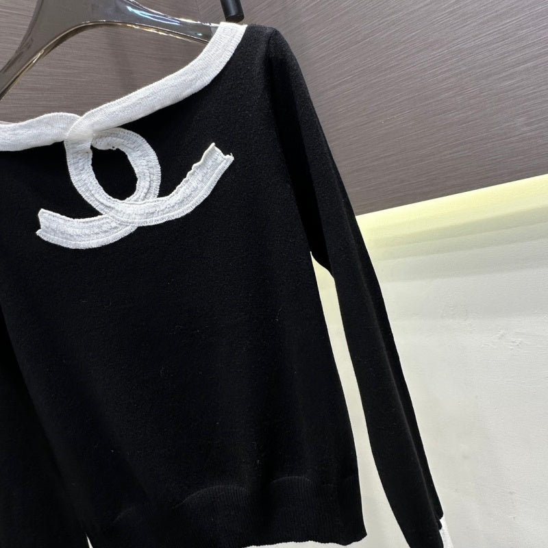 New Fashion Women's CC Contrast Color Knit Top DM1326092832