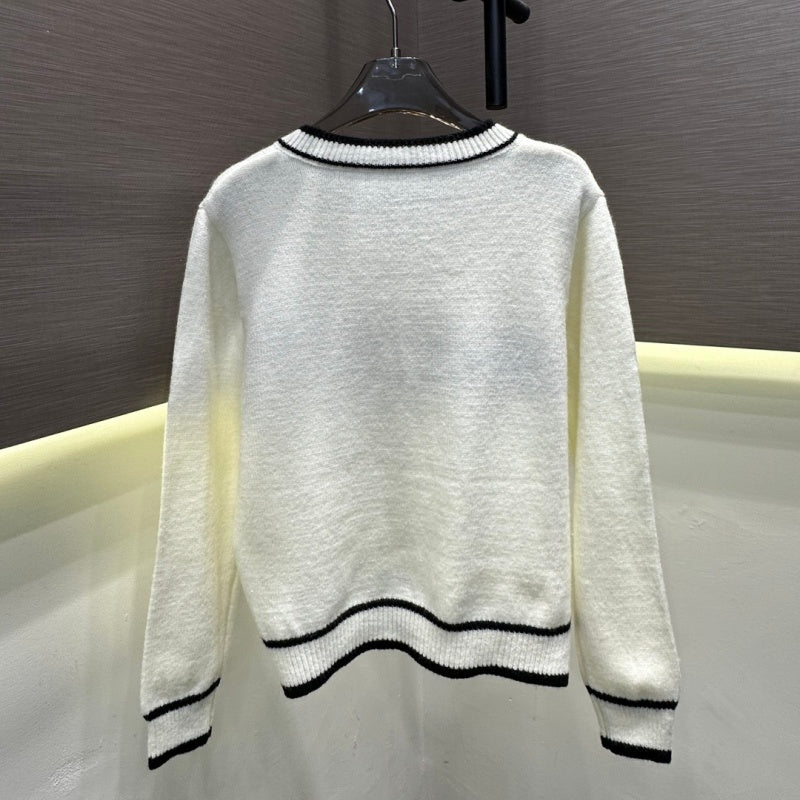 New Fashion Women's CC Contrast Striped Knit Cardigan DM1326092833