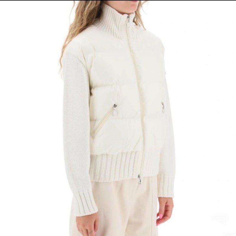 New Fashion Women Knit Splice Zip Puffer Jacket DM1326092903
