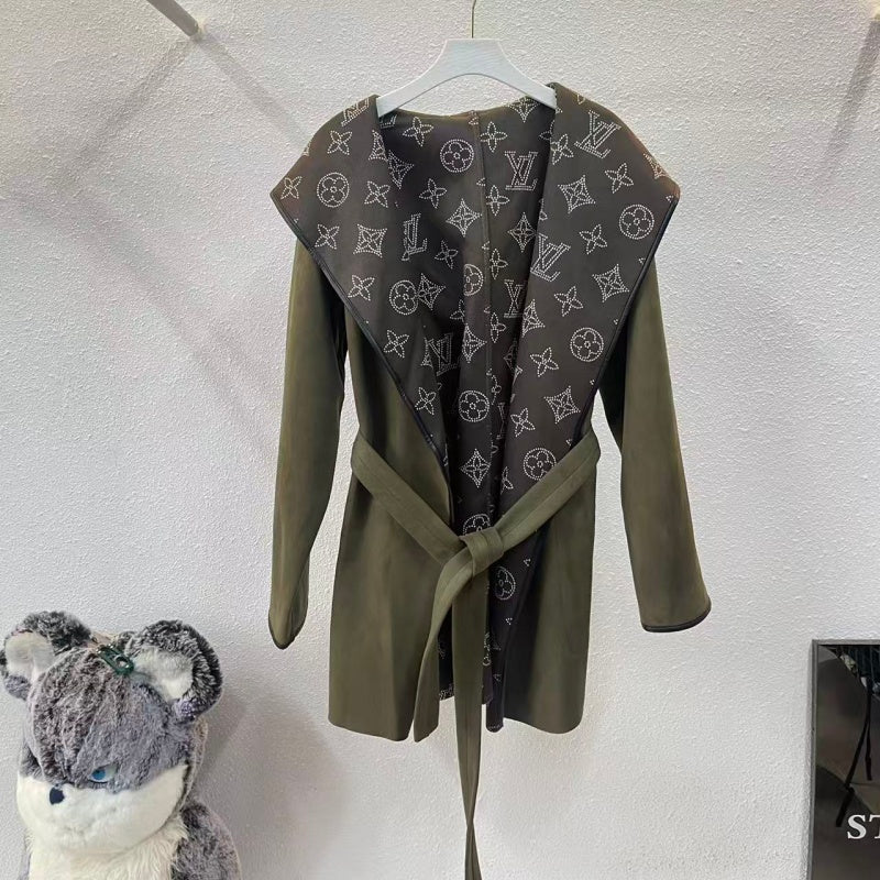 New Fashion Women 1V Suede Wrap Coat DM1326092905