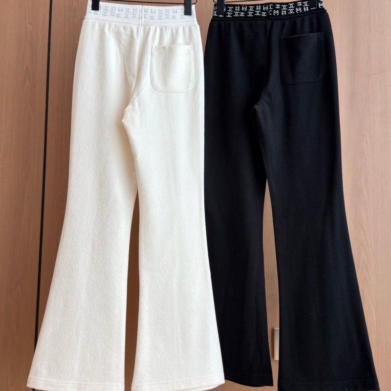 New Fashion Women's CCLetter Waist Drawstring Flared Pants DM1326100811