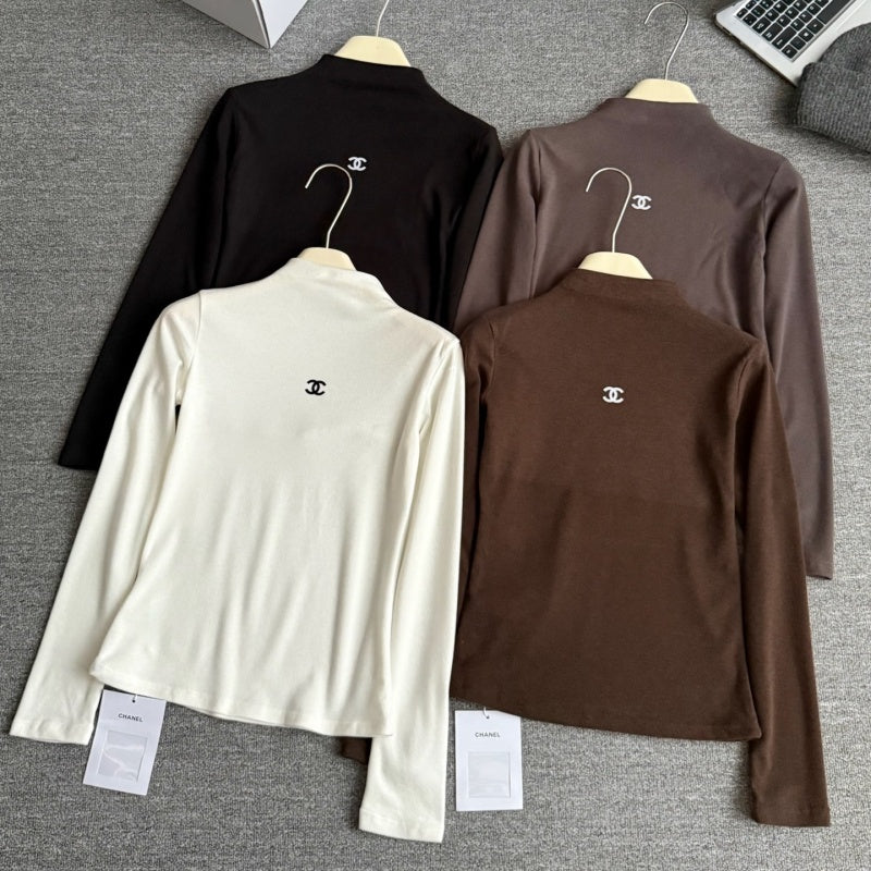 New Fashion Women's CC Mock Neck Fitted Base Top DM1326100812