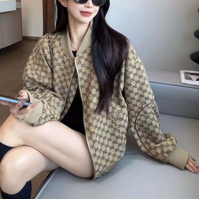 New Fashion Women's GG Rhinestone Bomber Jacket DM1326100831